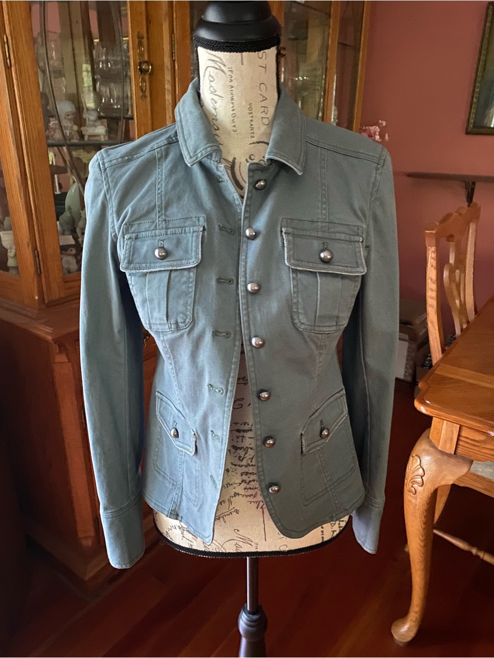 White House Black Market Fitted Utility Jacket in Sage